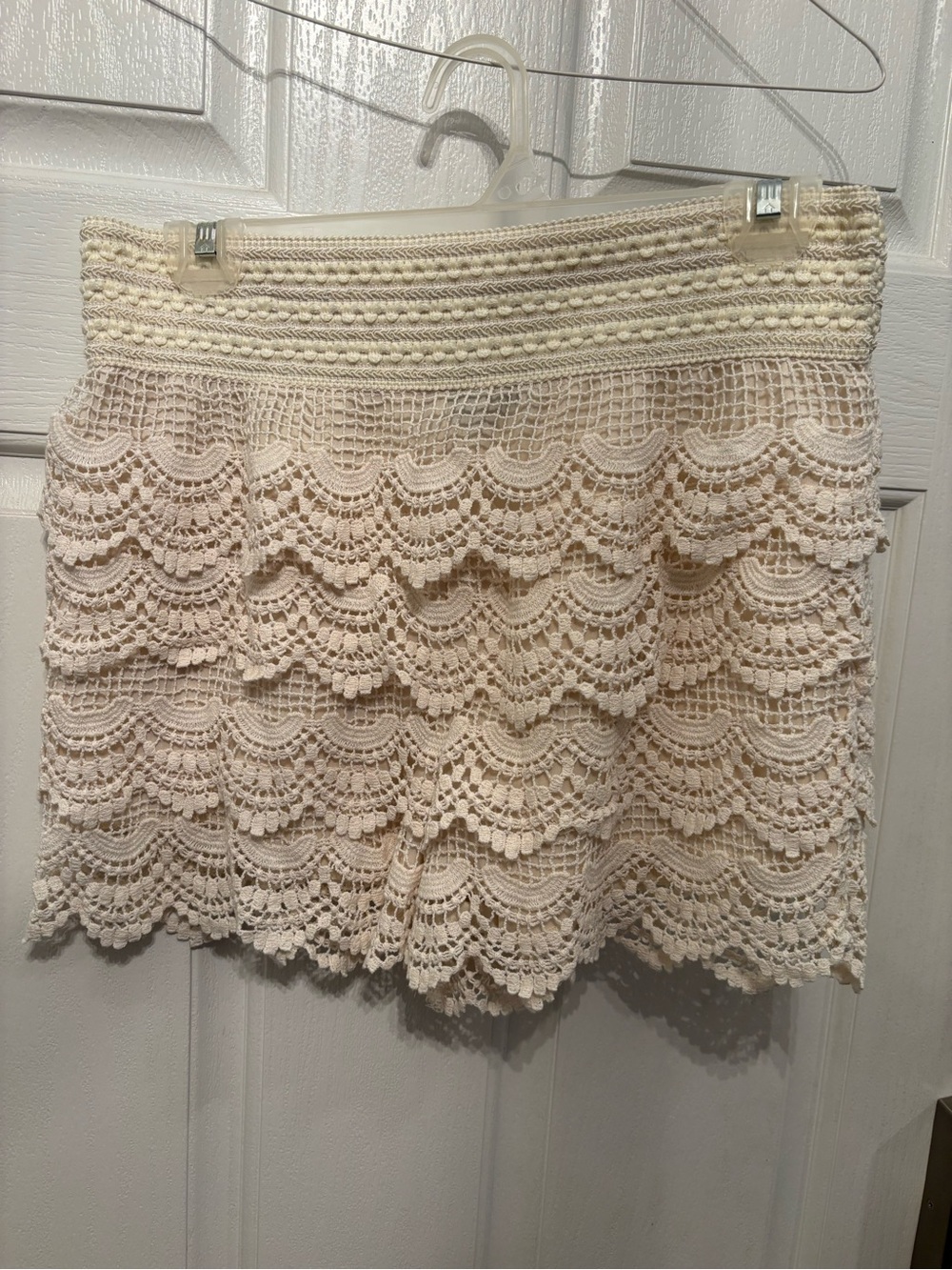 Ambiance Cream Crochet Lace Shorts